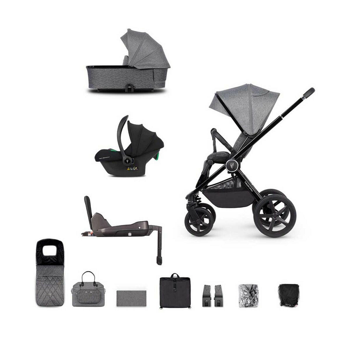 Venicci Upline 3in1 Travel System Plus Base Slate Grey GOODS Boots