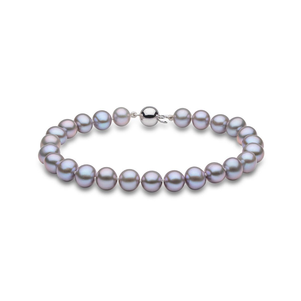 6-7mm Cultured Freshwater Grey Pearl Bracelet, 18ct White Gold - McGrocer