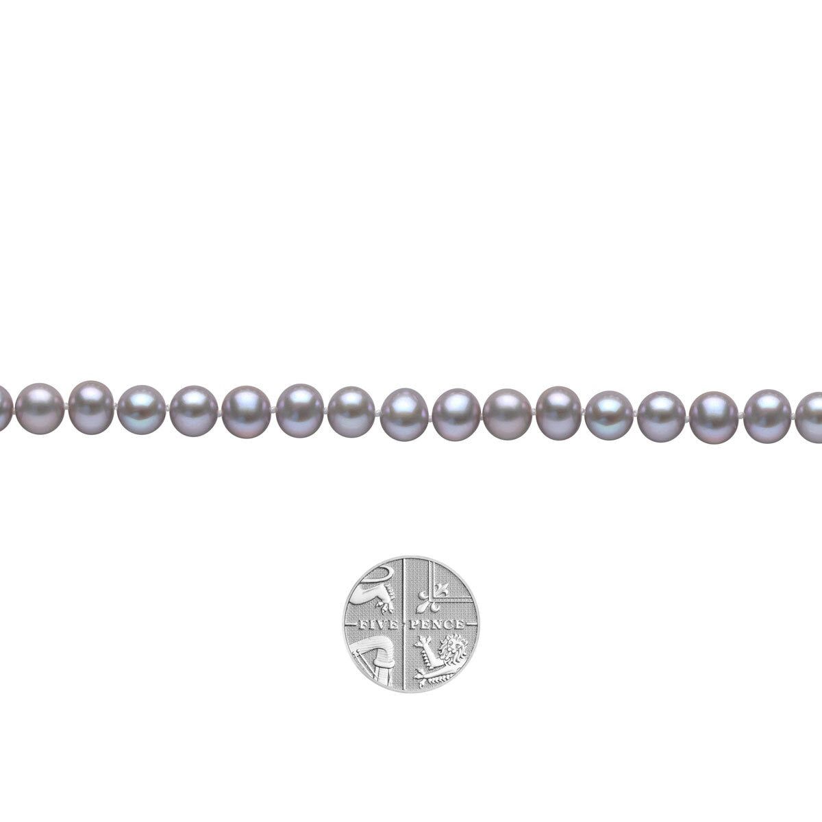 6-7mm Cultured Freshwater Grey Pearl Necklace, 18ct White Gold - McGrocer