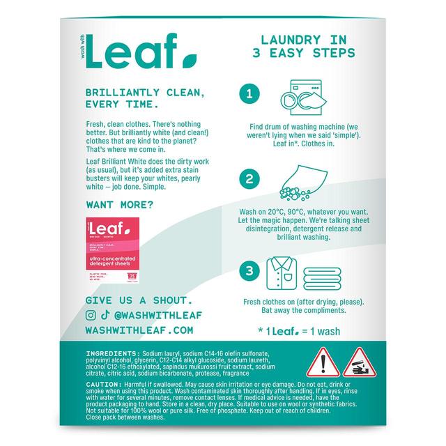Wash with Leaf Brilliant White 25 Sheets   25 per pack GOODS M&S