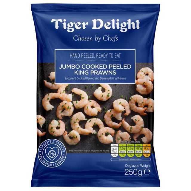 Tiger Delight Jumbo Cooked Peeled King Prawns   250g GOODS M&S