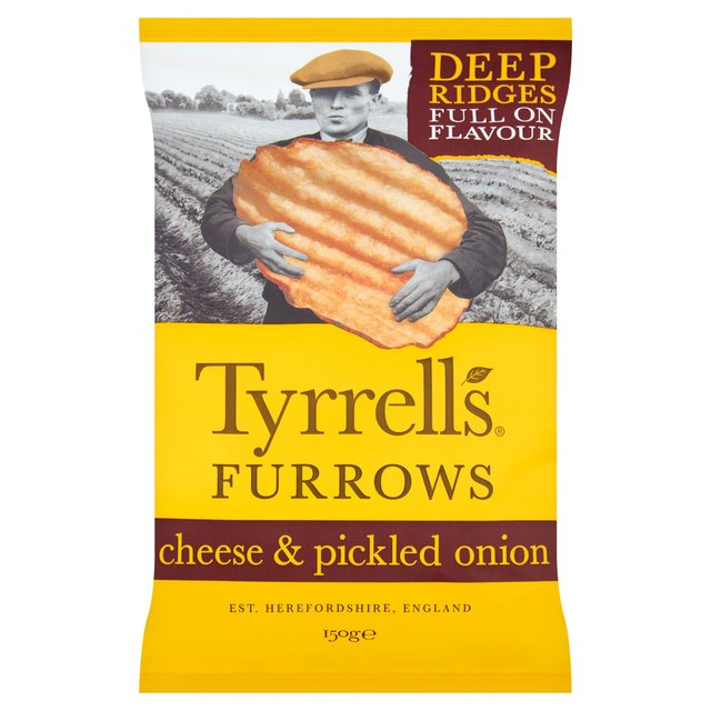 Tyrrells Furrows Cheese & Pickled Onion Sharing Crisps 150g GOODS M&S