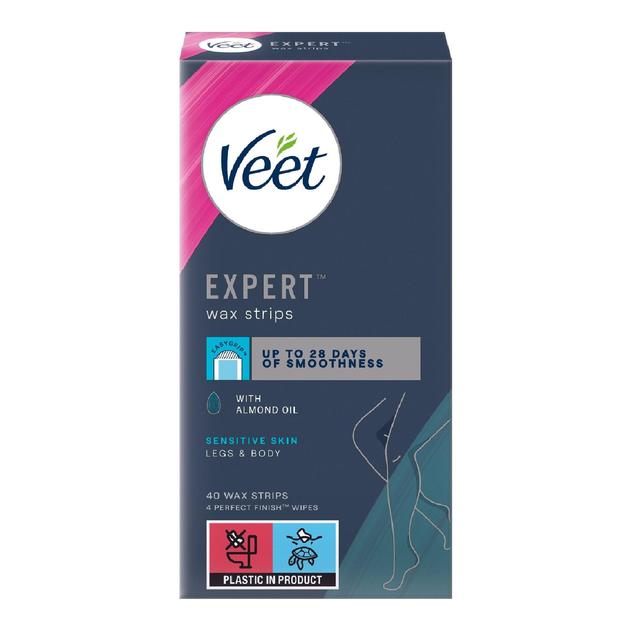 Veet Expert Wax Strips Legs Body Sensitive Hair Removal   40 per pack GOODS M&S