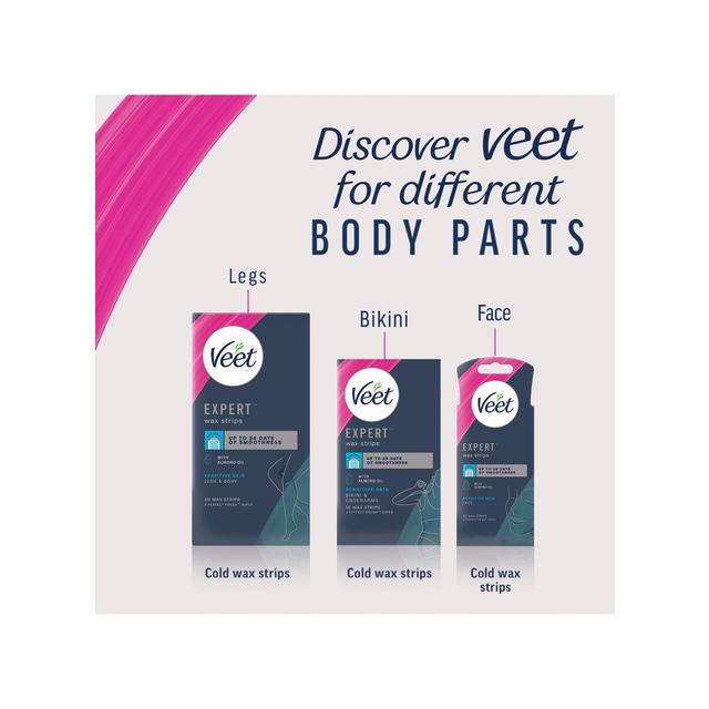Veet Expert Wax Strips Legs Body Sensitive Hair Removal   40 per pack GOODS M&S