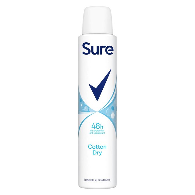 Sure Women Antiperspirant Deodorant Cotton Dry Aerosol 200ml GOODS M&S