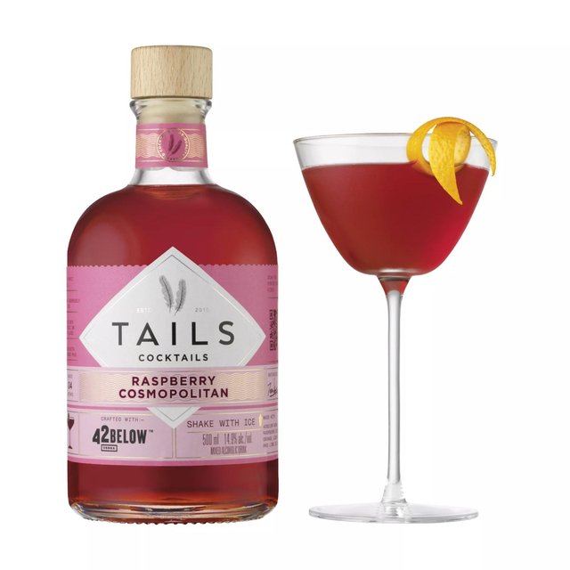 Tails Cocktails Raspberry Cosmopolitan Premixed Vodka Cocktail 500ml GOODS M&S