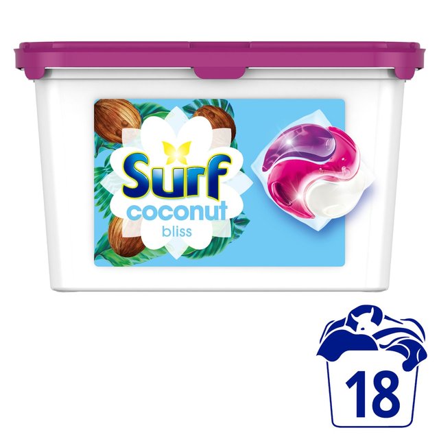 Surf Coconut Bliss 3 in 1 Washing Liquid Capsules 18 Wash 18 per pack GOODS M&S