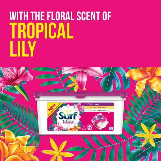 Surf Tropical Lily 3 in 1 Washing Liquid Capsules 27 Washes 27 per pack GOODS M&S