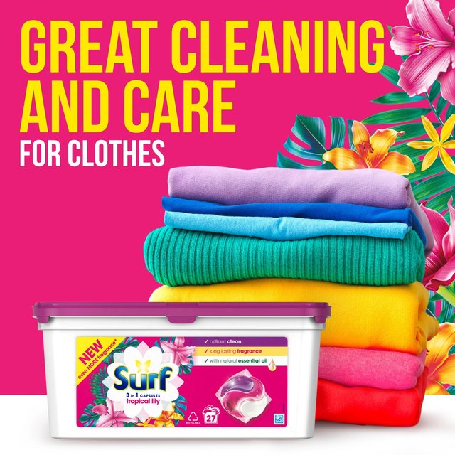 Surf Tropical Lily 3 in 1 Washing Liquid Capsules 27 Washes 27 per pack GOODS M&S