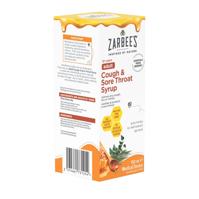 Zarbee's Adult Cough & Sore Throat Syrup   150ml GOODS M&S
