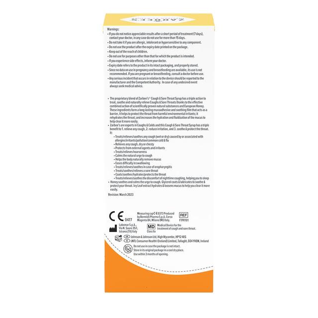 Zarbee's Adult Cough & Sore Throat Syrup   150ml GOODS M&S