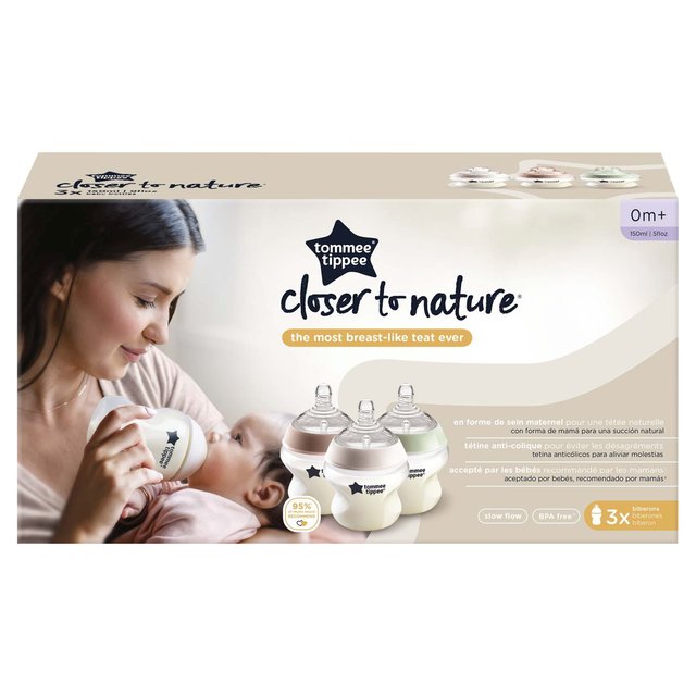 Tommee Tippee Closer To Nature Anti-Colic Baby Bottles 3X 150ml 3 x 150 per pack GOODS M&S
