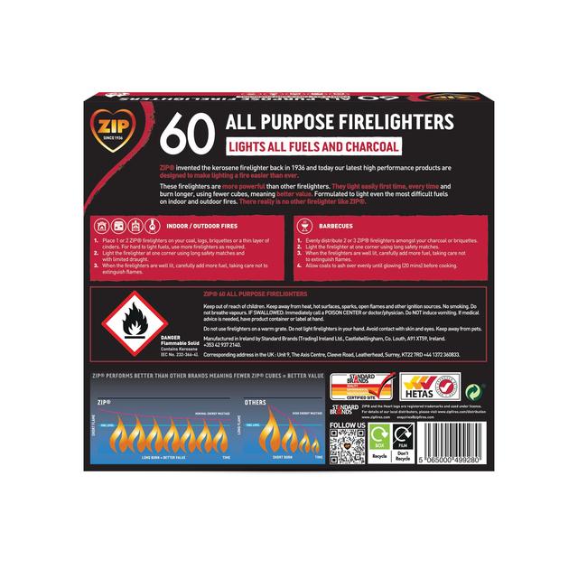Zip All Purpose Firelighters Block 60 60 per pack GOODS M&S