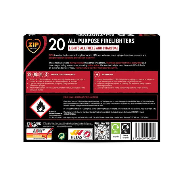 Zip All Purpose Firelighters Block 20   20 per pack GOODS M&S