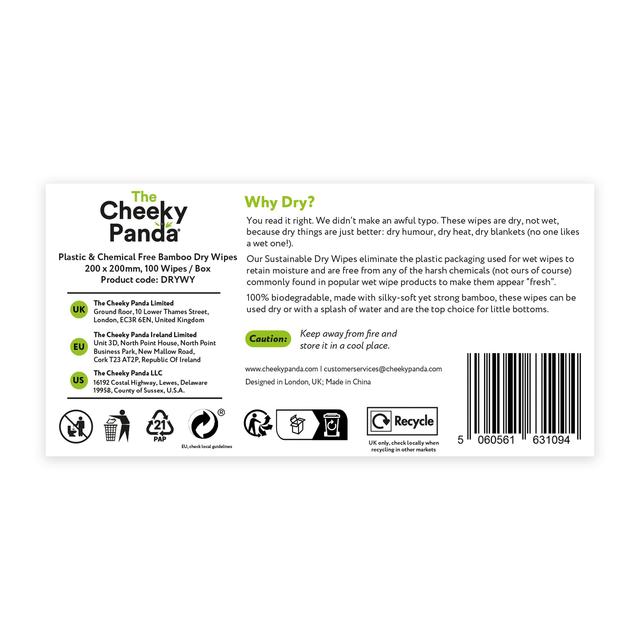 The Cheeky Panda Bamboo Baby Dry Wipes   100 per pack GOODS M&S