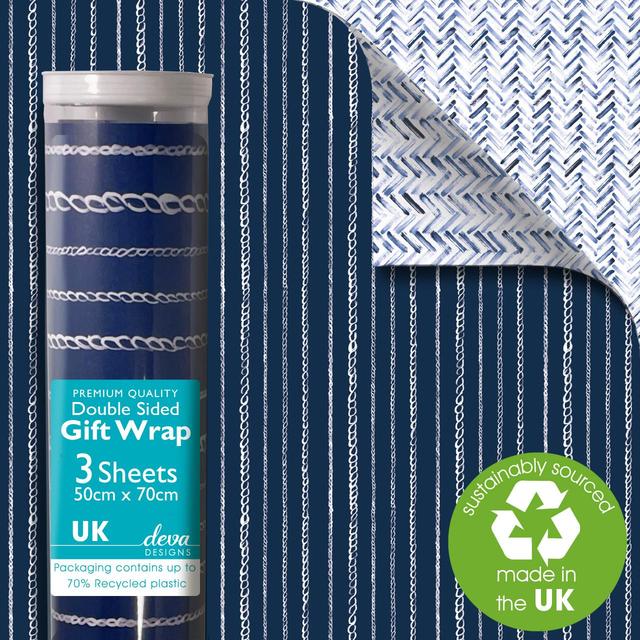 Yacht Club Double Sided Gift Wrap Sheets 3 per pack GOODS M&S