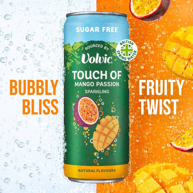 Touch of Mango Passion Sparkling Sugar Free Flavoured Water by Volvic 4 x 330ml GOODS M&S