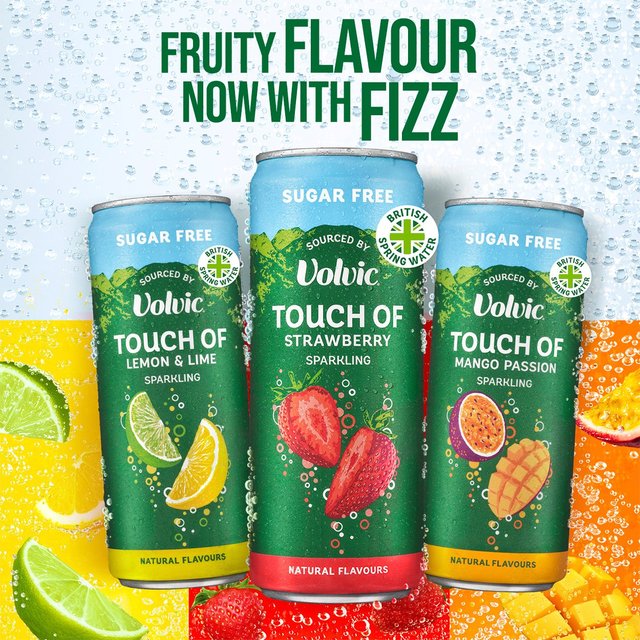 Touch of Lemon & Lime Sparkling Sugar Free Flavoured Water by Volvic 4 x 330ml GOODS M&S