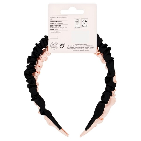 Studio London Skinny Ruched Satin Look Headbands x2 GOODS Superdrug