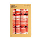 Sainsburys Home Christmas Crackers Cube Folk Print RedWhite 12pk