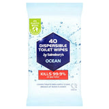 Sainsburys Dispersible Toilet Wipes Ocean x40