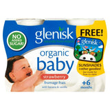 Glenisk Organic Baby Strawberry Fromage Frais with Banana Vanilla 6 Months 4 x 60g 240g