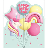 Sainsburys Happy Birthday Unicorn Rainbow Pink Yellow Balloons Juvenile Greeting Card