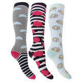 Womens Hyperwarm Long Welly Socks (3 Pairs) (4-7 39-42 EU) GOODS Superdrug Rose/Daisy/Umbrella