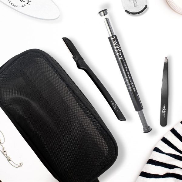 Tweezy No-Fuzz Kit Epilator Tweezer Dermaplaner Beauty Bag GOODS Superdrug