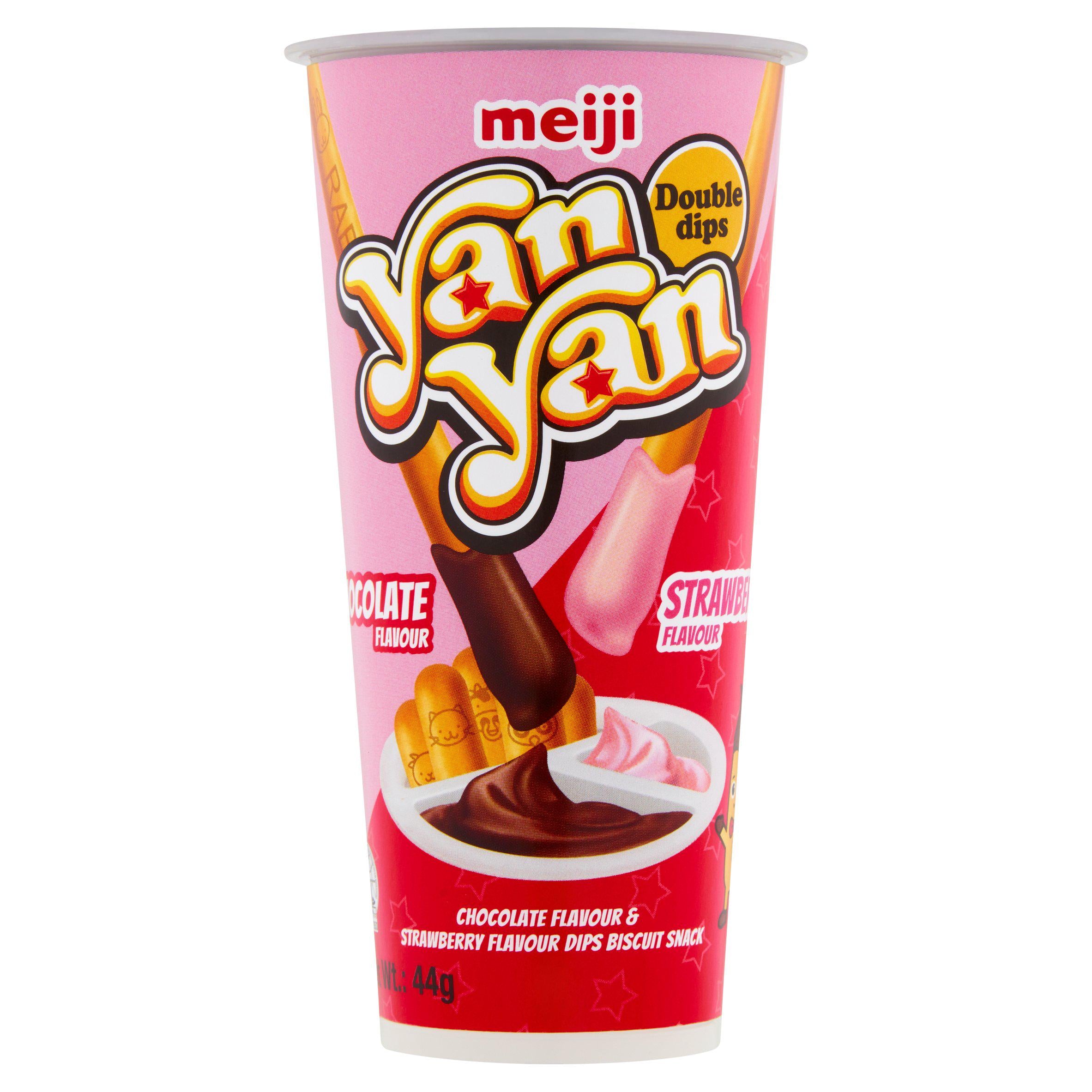 Yan Yan Chocolate & Strawberry Flavour Dips Biscuit Snack 44g GOODS Sainsburys