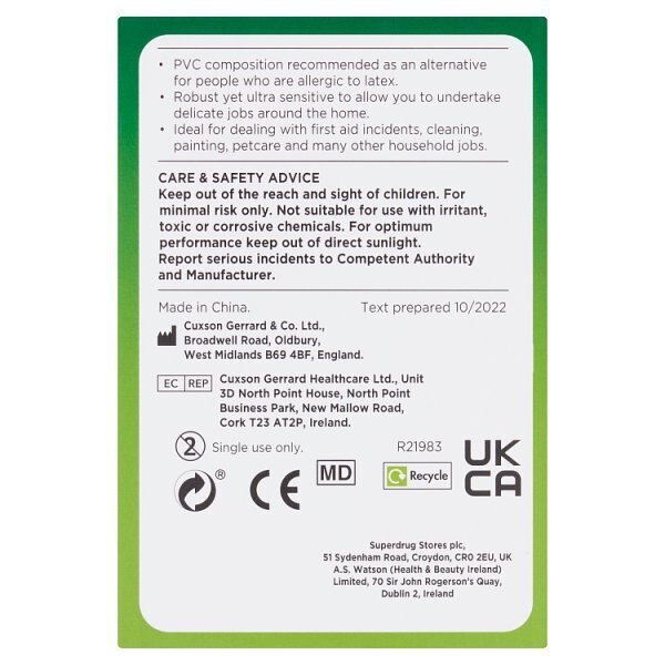 Superdrug Disposable Vinyl Gloves 10 Pairs GOODS Superdrug