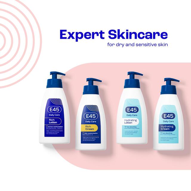 E45 Rich 24H Fast Absorbing Moisturiser Cream for dry skin Pump 400ml - McGrocer