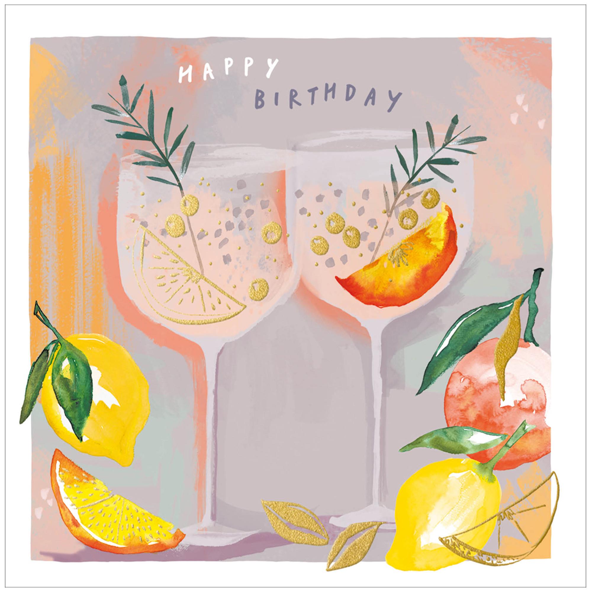 Woodmansterne Happy Birthday Card Cocktails and Lemons Greeting Card GOODS Sainsburys