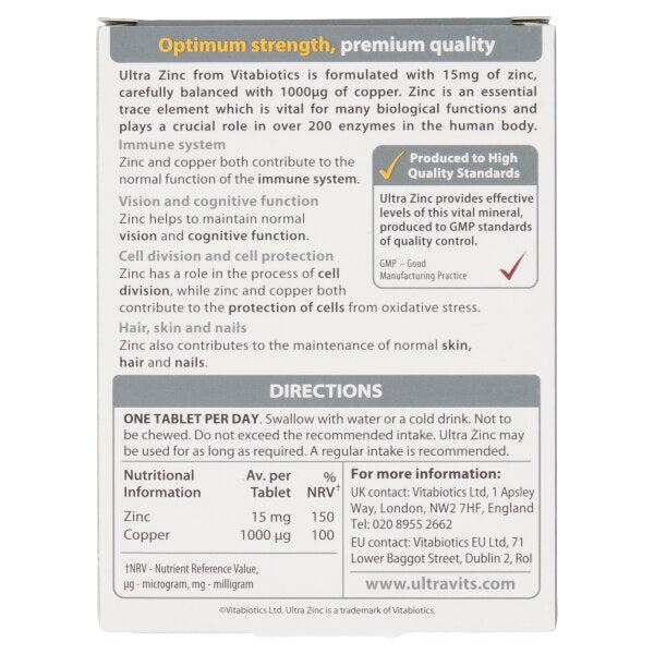 Vitabiotics Ultra Zinc X 30 tablets GOODS Superdrug