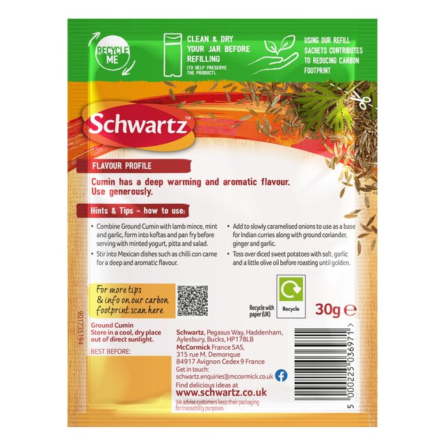Schwartz Ground Cumin Refill Pack 30g - McGrocer