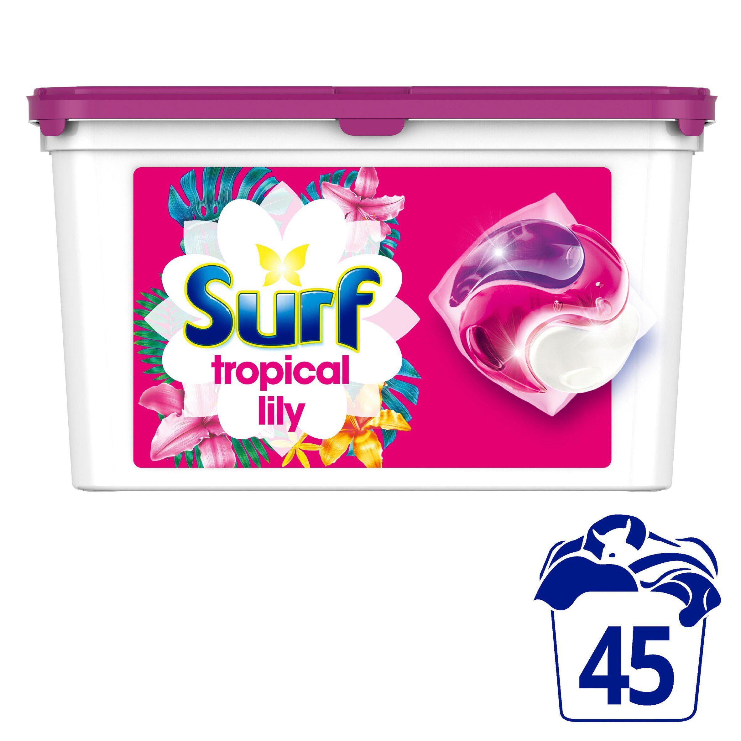 Surf 3 In 1 Washing Capsules Tropical Lily 45 Washes GOODS Sainsburys