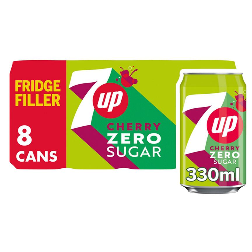 7UP Cherry Zero Sugar 8 x 330ml - McGrocer
