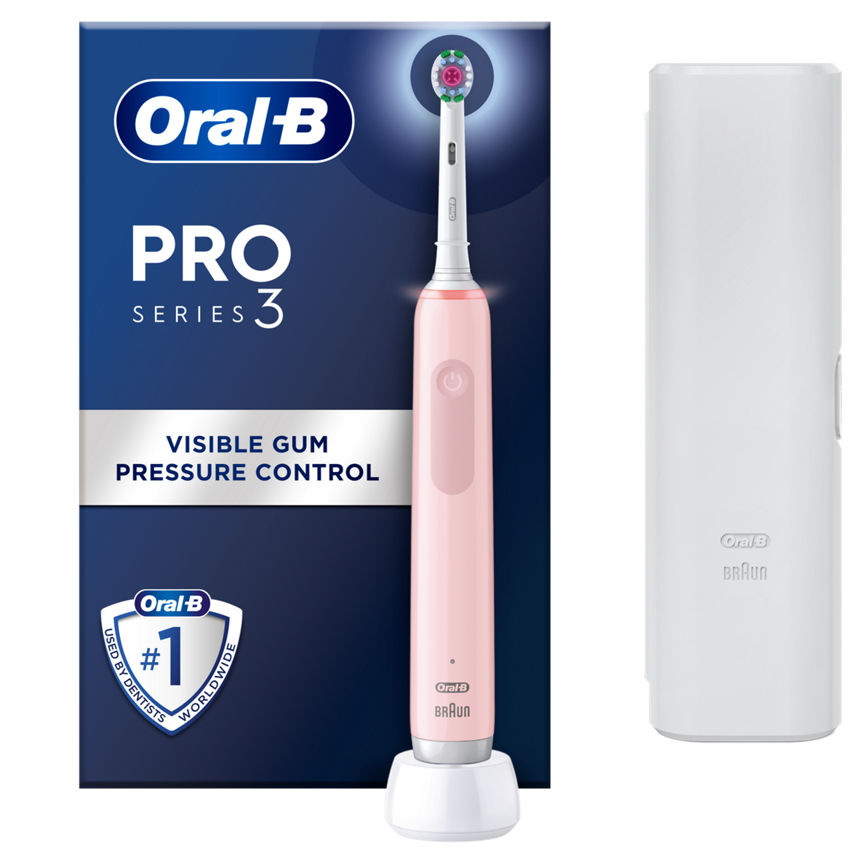 Oral B Pro 3 - 3500 - Pink Electric Toothbrush Designed By Braun - McGrocer