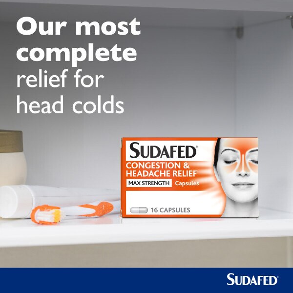 Sudafed Congestion & Headache Relief Capsules 16s GOODS Superdrug