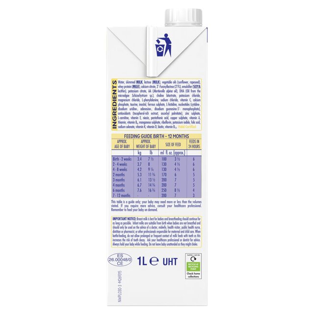 SMA Pro 1 First Infant Milk Ready to Use From Birth 1L - McGrocer