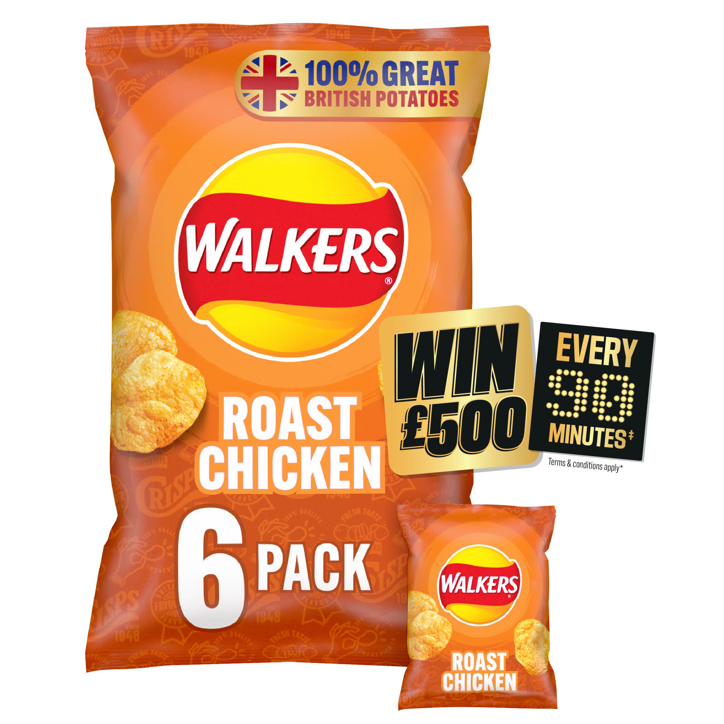 Walkers Roast Chicken Multipack Crisps 6x25g GOODS Sainsburys