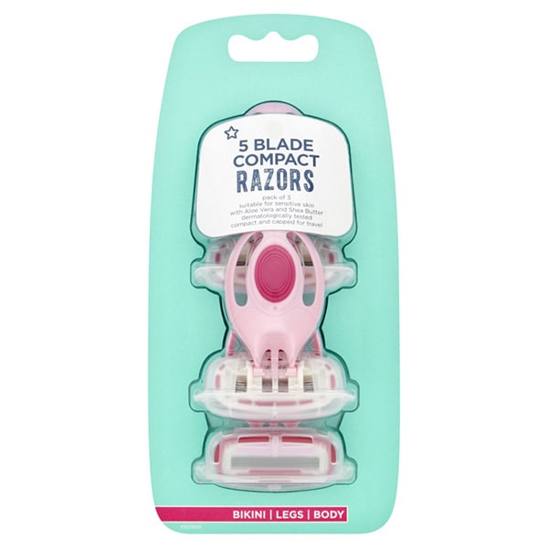 Superdrug Female 5 blade compact disposable razor x 3 GOODS Superdrug
