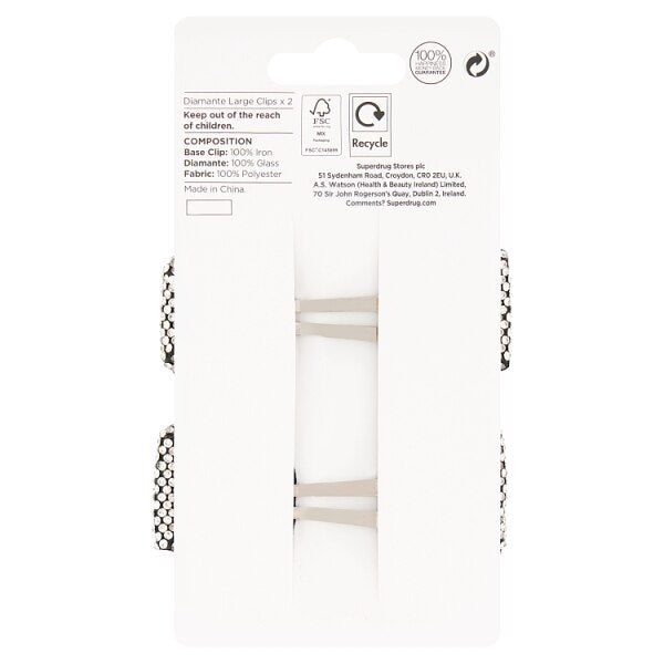 Studio London Diamante Large Clips 2pk GOODS Superdrug