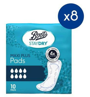 Staydry Maxi Plus Liners for Heavy Incontinence 8 Pack Bundle – 80 Liners GOODS Boots