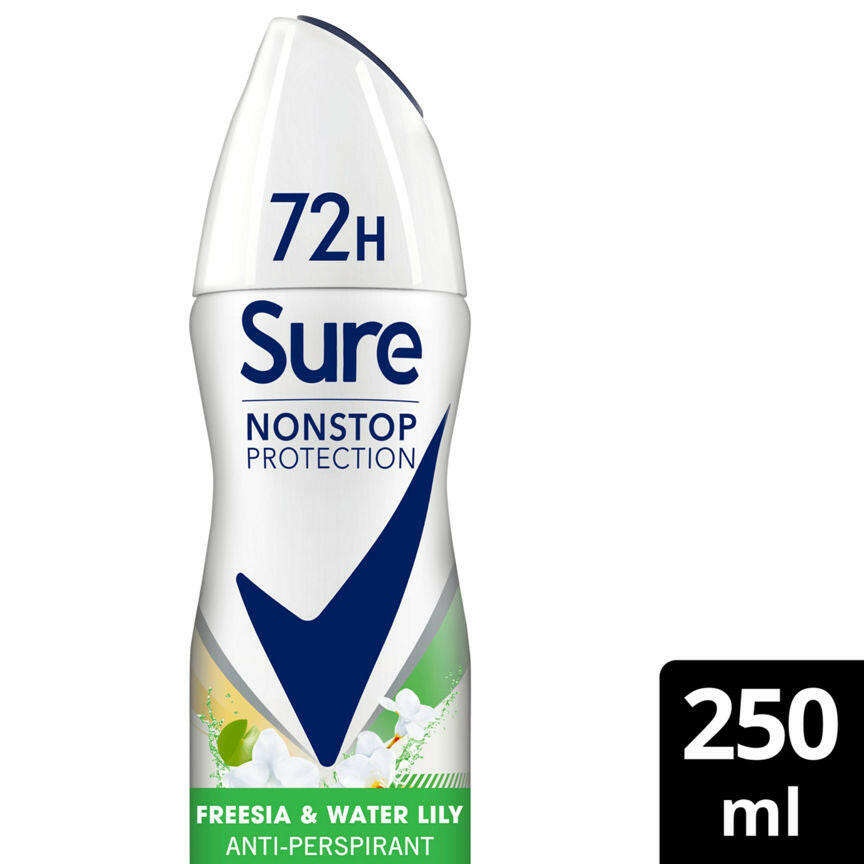 Sure Women Antiperspirant Deodorant Aerosol Nonstop Freesia & Water Lily GOODS ASDA