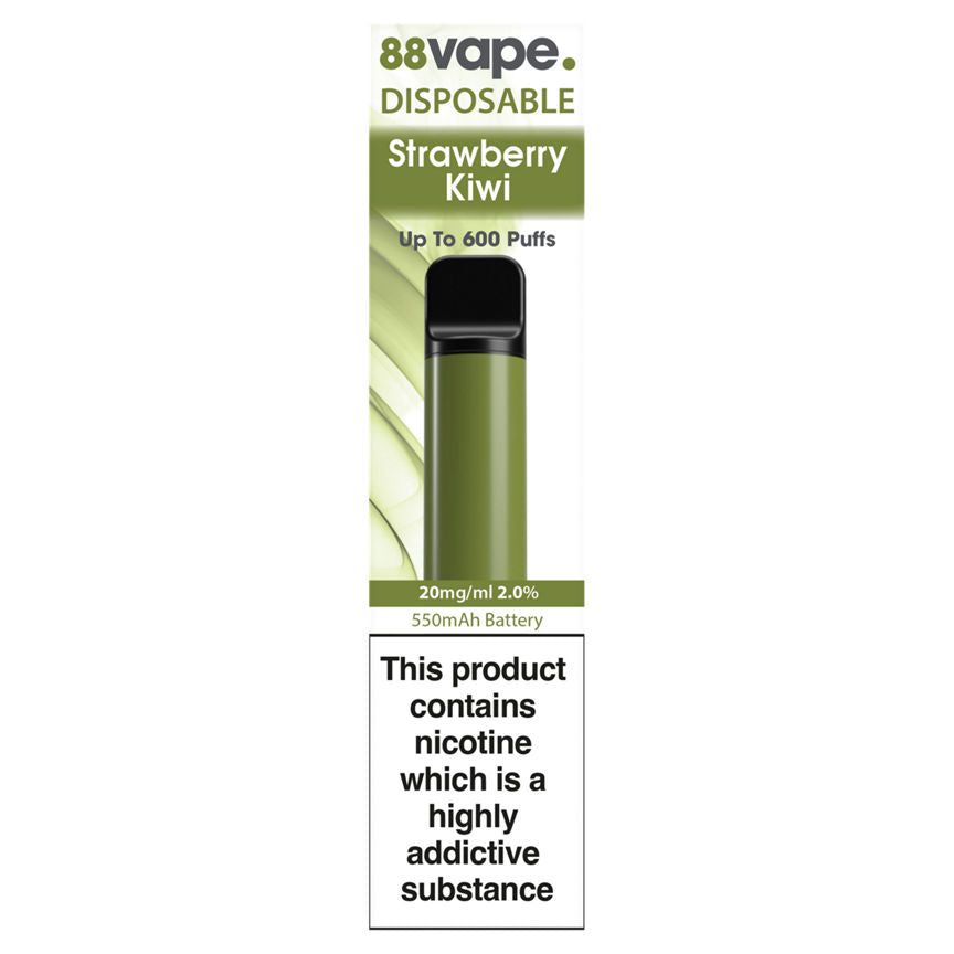 88Vape Disposable Strawberry Kiwi 600 Puffs - McGrocer