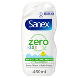 Sanex Zero% Kids Sensitive Bubble Bath and Body Wash Shower Gel   450ml - McGrocer