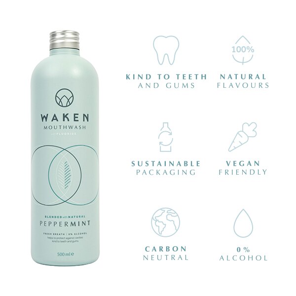 Waken Vegan Mouthwash Peppermint 500ml GOODS Superdrug