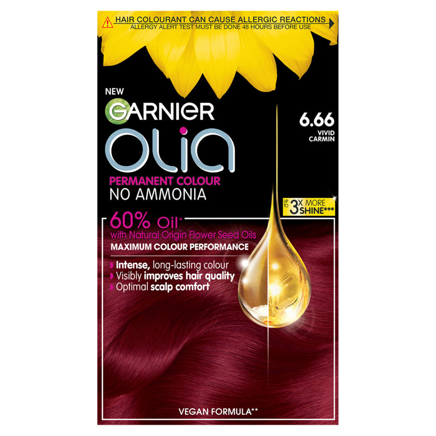 Garnier Olia 6.66 Vivid Garnet Red Permanent Hair Dye - McGrocer