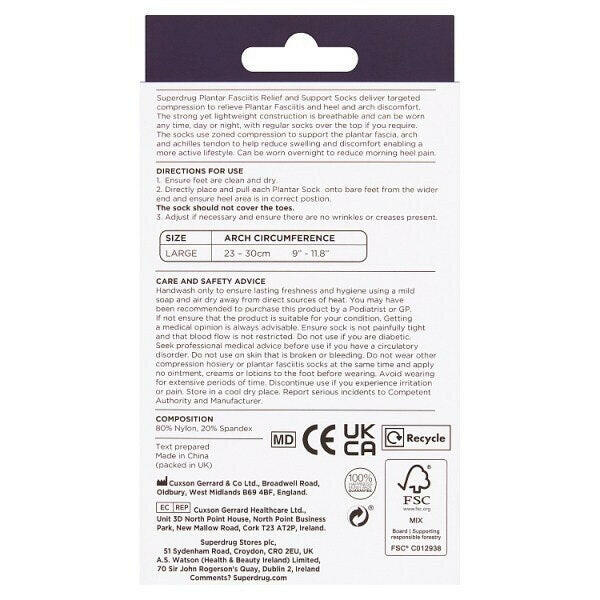 Superdrug Plantar Relief and Support Sock Size 8-12 GOODS Superdrug